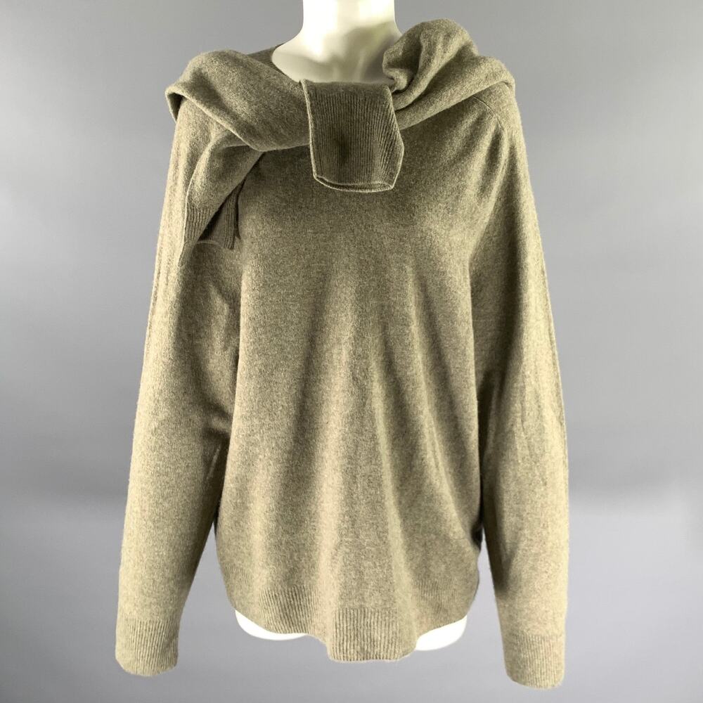 CELINE Size M Khaki Green Wool Cashmere Wrap Pullover
